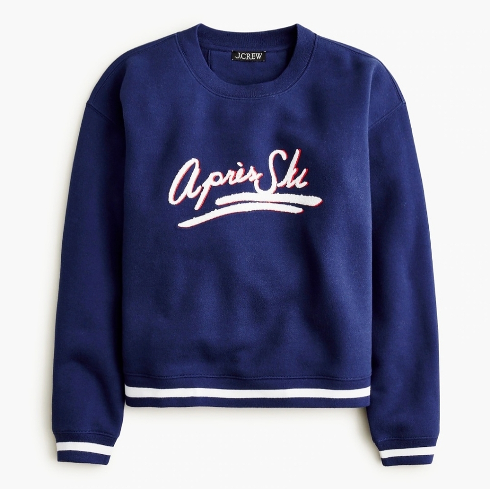 J. Crew Women's Heritage Fleece Apres-Ski Graphic Sweatshirt - Picture 1 of 10